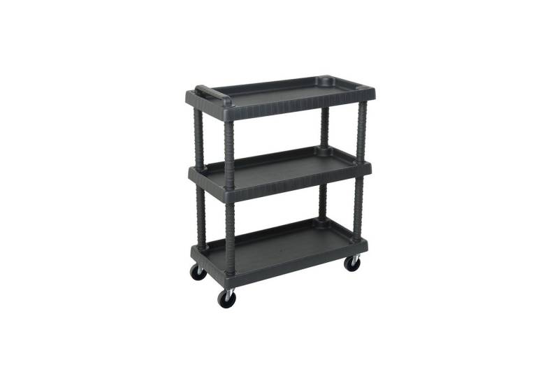 OMAC Werkstattwagen Rollwagen 3 Etagen Rollen Trolley Werkstattwagen Schwarz 40 kg, (1-tlg), Verstellbar I Langlebig I Einfacher Einbau und schnelles Abnehmen von OMAC