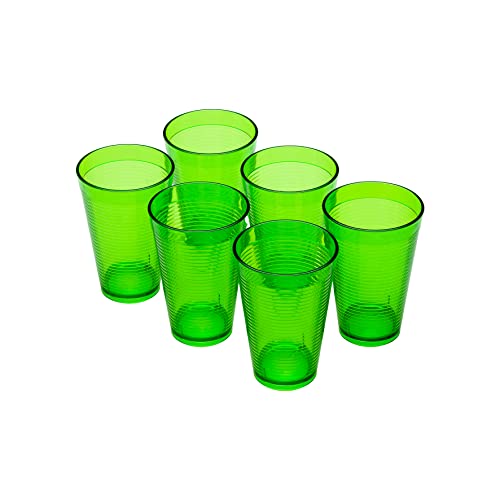 OMADA Design 6 Gläser Cocktail/Getränke 400 ml, stapelbar, bruchsicher, aus Kunststoff für den Außenbereich, Linie Samba, Grün von omada