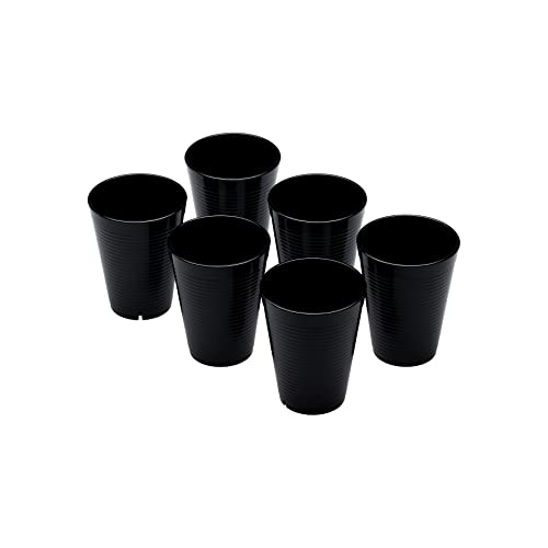 OMADA Design 6 Wasserbecher, 275 ml, stapelbar, bruchsicher, wiederverwendbar, aus Kunststoff für den Außenbereich, Linie Samba, Schwarz von omada