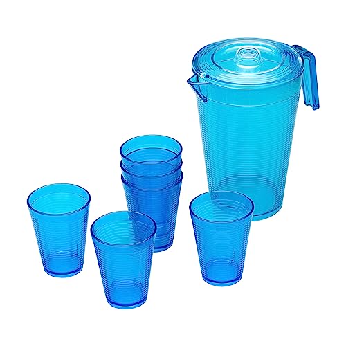 Omada Design 2.1 L Karaffen-Set mit Deckel und 6 x 275 ml Wassergläser, Samba Line von omada