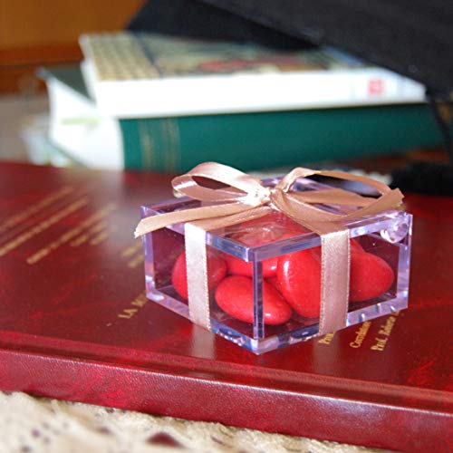 Omada Design Bonbonierre aus Plexiglas mit Deckel, 48 Stücke, quadrat und 6x6x3 cm, ideal als Geschenk für Zeremonien oder Geschenkschachtel für Bonbonierre. Made in Italy. Farbe: Durchsichtig von omada