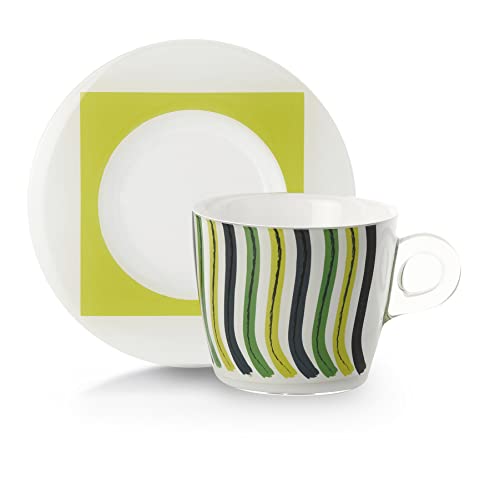 Omada Design, 2er-Set Cappuccino Teebecher aus bruchsicherem Kunststoff mit 2 Untertassen, Linie Plexart von omada