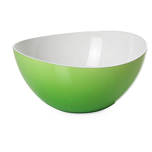 Omada Design Salatschüssel für Pasta und Salat, Schale aus zweifarbigem beständigem Kunststoff, Trendy Linie, 26cm Durchmesser, 3,5lt Kapazität, geeignet für Geschirrspüler, hellgrüne von omada