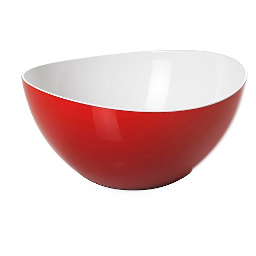 Omada Design Salatschüssel für Pasta und Salat, Schale aus zweifarbigem beständigem Kunststoff, Trendy Linie, 26cm Durchmesser, 3,5lt Kapazität, geeignet für Geschirrspüler (M1515RR) von omada