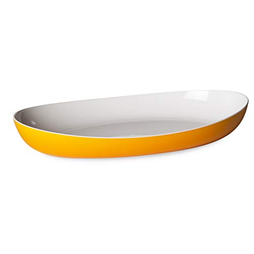Omada Design Servierteller/Backplatte aus zweifarbigem beständigem Kunststoff, Made in Italy, Trendy Linie, 38x23x6cm, geeignet für den Geschirrspüler, ideal für warme oder kalte Gerichte, Gelbe von omada