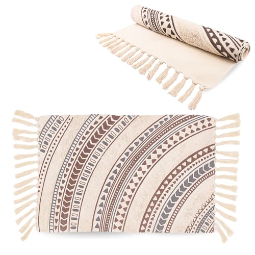OMAGO, BOHO-Stil Teppich, Badteppich Teppich für Schlafzimmer, Flur, moderner Boho Stil, Teppich mit Fransen, zeitloses Design (H4) von OMAGO