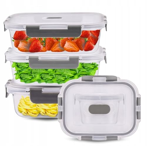 OMAGO, Frischhaltedosen, 3er Set, Glas, luftdichte Vorratsdosen BPA-frei, Lunchbox, Obstbänder, Sandwiches, Gemüse OMAGO, Frischhaltedosen, 3er Set, Glas, luftdichte Vorratsdosen BPA-frei, Lunchbox, Obstbänder, Sandwiches, Gemüse von OMAGO