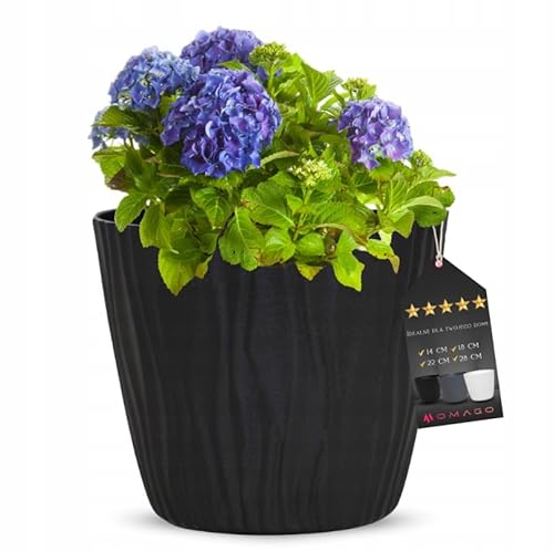 OMAGO, Geriffelter Blumentopf, verschiedene Farbvarianten, 4 Größen, Blumentöpfe, Blumentöpfe für Innen und Außen, elegante Töpfe (Anthrazit, 14cm) von OMAGO
