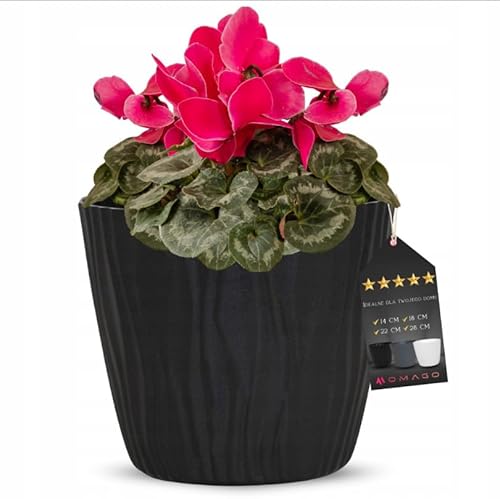 OMAGO, Geriffelter Blumentopf, verschiedene Farbvarianten, 4 Größen, Blumentöpfe, Blumentöpfe für Innen und Außen, elegante Töpfe (Anthrazit, 18cm) von OMAGO