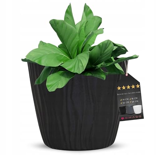 OMAGO, Geriffelter Blumentopf, verschiedene Farbvarianten, 4 Größen, Blumentöpfe, Blumentöpfe für Innen und Außen, elegante Töpfe (Anthrazit, 28cm) von OMAGO