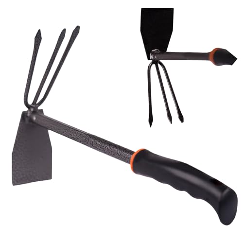 OMAGO, Metall-Gartenmotic, Kleiner Motic, Hacke zum Belüften und Jäten des Bodens, Harken, Gartenkrallen, Unkrautentferner Hacke, bequemer Griff von OMAGO