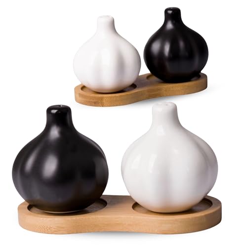 OMAGO, Salz- und Pfefferstreuer, 2er Set, geräumiges Salzstreuer mit Deckel, luftdichtes Salz- und Pfefferglas, schickes Set für Gewürze, Pfeffer und Salz, Bambus, Schwarz und Weiß OMAGO, Salz- und Pfefferstreuer, 2er Set, geräumiges Salzstreuer mit Deckel, luftdichtes Salz- und Pfefferglas, schickes Set für Gewürze, Pfeffer und Salz, Bambus, Schwarz und Weiß von OMAGO