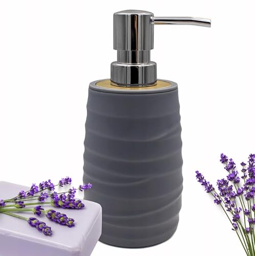 OMAGO, Seifenspender, Flüssigseifendüre, geriffelter Badbecher, Becher, Eleganter Stil, verschiedene Farben (Grau) von OMAGO