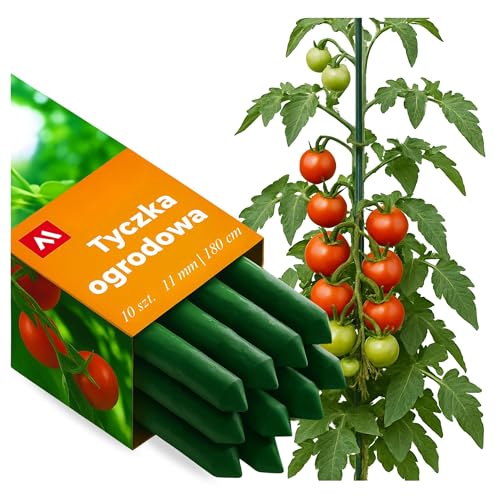 OMAGO, Wachstumsstegen-Set, 10 Stahl-Tuner, mit Beschichtung, Pflanzenschutz, wetterfest,ideal für Tomaten, Blumen (180cm 11mm) von OMAGO