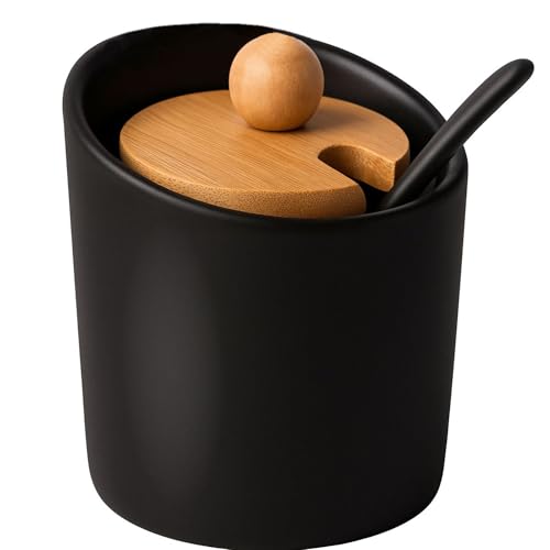 OMAGO, Zuckerdose schwarz, kleine Zuckerdose, Zuckerdose mit Löffel, Zuckerverpackung mit Köstlichkeit, Bambus, Ceramin, Stilvolle Konditorei OMAGO, Zuckerdose schwarz, kleine Zuckerdose, Zuckerdose mit Löffel, Zuckerverpackung mit Köstlichkeit, Bambus, Ceramin, Stilvolle Konditorei von OMAGO