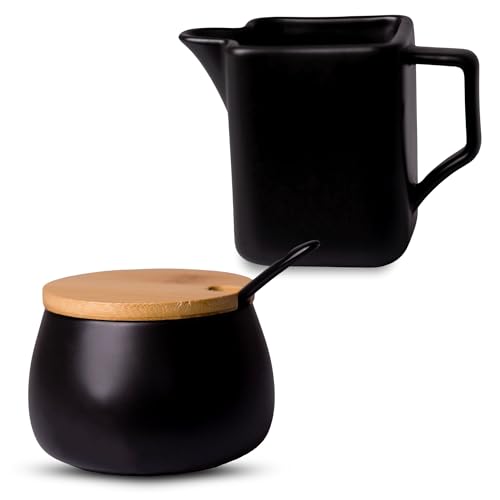 OMAGO, Zuckerdose und Milchgießer, 2er Set, Zuckerdose, Milchpackung, Milchkännchen, schwarzes elegantes Set, für Haus, Restaurant OMAGO, Zuckerdose und Milchgießer, 2er Set, Zuckerdose, Milchpackung, Milchkännchen, schwarzes elegantes Set, für Haus, Restaurant von OMAGO