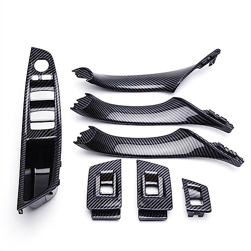 OMDHATU Innen Handgriff Griffverkleidung 7PCS LHD Innere Tür Panel Griff Pull Trim Set Fenster Schalter Armlehne Scheibe Für B&MW 5 Series F10 F11 Innentürgriffe (Color : Kohlefaser) von OMDHATU