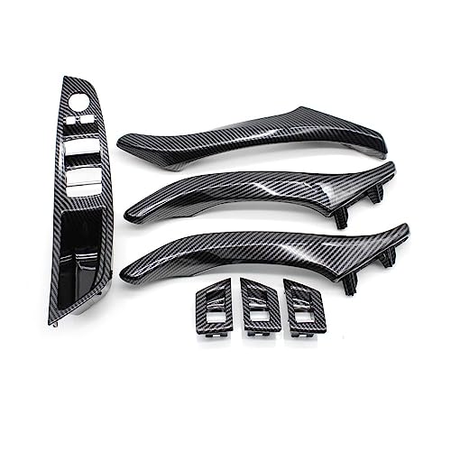OMDHATU Innen Handgriff Griffverkleidung 7PCS Set Für B&MW 5 Series F10 F11 520i 523i 525i 528i 530i 535i LHD RHD Carbon Faser Auto Innen Tür Griff Ziehen Innentürgriffe (Color : LHD Assembly Set) von OMDHATU