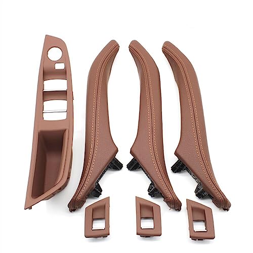 OMDHATU Innen Handgriff Griffverkleidung Für B&MW 5er F10 520 523 525 528 530 535 LHD RHD Fahrerseite Armlehne Beifahrertür Ledergriff-Set Innentürgriffe (Color : LHD Brown 7pcs Set) von OMDHATU