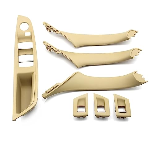 OMDHATU Innen Handgriff Griffverkleidung Linker Antrieb LHD Beige Schwarz Kohlefaser Auto-Innentürgriffgriff 7-teiliges Set Für B&MW 5er F10 F18 523 525 528 Innentürgriffe (Color : Model B Beige) von OMDHATU