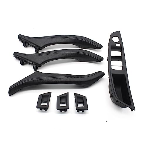 OMDHATU Innen Handgriff Griffverkleidung RHD Fahrer Beige Schwarz 7PCS Set Für B&MW 5 Series F10 F11 523i 525i 528i 530 Auto Innen Leder Tür Griff Montage Innentürgriffe (Color : Model B Black) von OMDHATU