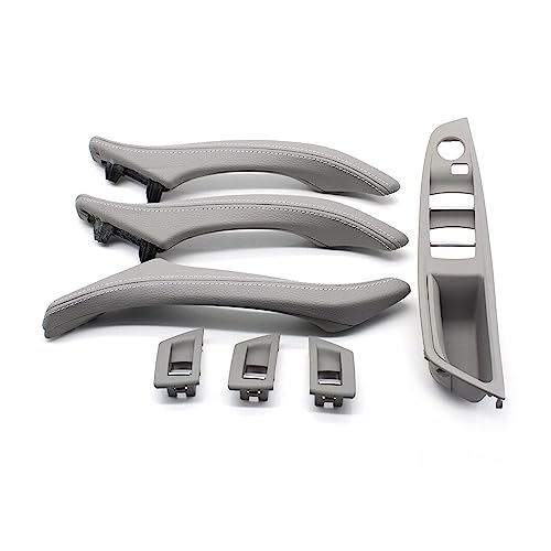 OMDHATU Innen Handgriff Griffverkleidung RHD Fahrer Beige Schwarz 7PCS Set Für B&MW 5 Series F10 F11 523i 525i 528i 530 Auto Innen Leder Tür Griff Montage Innentürgriffe (Color : Model B Grey) von OMDHATU