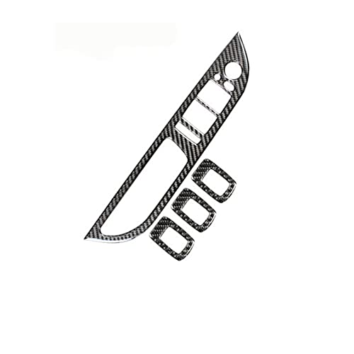 OMDHATU Innere Zuggriffabdeckung 4 STÜCKE Kohlefaser Auto Fensterheber Schalter Bedienfeld Rahmen Dekorative Aufkleber Für B&MW E60 5 Serie 2005-2010 Autoteile (Color : with Button) von OMDHATU