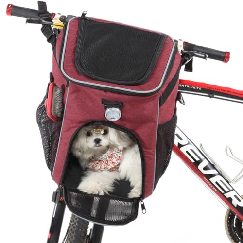 Abnehmbarer, waschbarer, faltbarer Fahrrad-Rucksack für Katzen und Hunde, abnehmbar, Doppelzweck, Haustier-Rucksack zum Ausfahren, Radfahren, Outdoor-Abenteuer, Reisetasche, Rot Abnehmbarer, waschbarer, faltbarer Fahrrad-Rucksack für Katzen und Hunde, abnehmbar, Doppelzweck, Haustier-Rucksack zum Ausfahren, Radfahren, Outdoor-Abenteuer, Reisetasche, Rot von OMEM