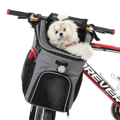 Abnehmbarer, waschbarer, faltbarer Fahrrad-Rucksack für Katzen und Hunde, abnehmbar, Doppelzweck, Haustier-Rucksack zum Ausfahren, Radfahren, Outdoor-Abenteuer, Reisetasche (grau) von OMEM
