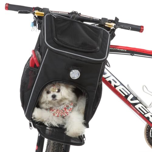 Abnehmbarer, waschbarer, faltbarer Fahrrad-Rucksack für Katzen und Hunde, abnehmbarer Doppelzweck-Haustier-Rucksack zum Ausfahren, Radfahren, Outdoor-Abenteuer, Reisen, Tragetasche (schwarz) von OMEM