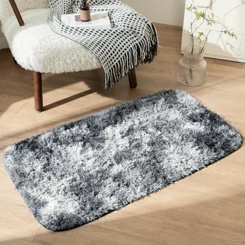 OMERAI Teppich Wohnzimmer hochflor Shaggy Teppich waschbarer Teppich antirutsch Teppich Kinderzimmer Schlafzimmer Teppich (Dunkelgrau,60x110cm) von OMERAI