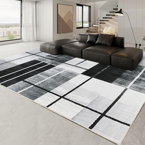 OMERAI Waschbarer Karo Teppich für Wohnzimmer 80x150cm, Schwarz Grau Karomuster, Antirutsch Schlafzimmerteppich Kurzflor, Küche Esszimmer Flur weich und langlebig OMERAI Waschbarer Karo Teppich für Wohnzimmer 80x150cm, Schwarz Grau Karomuster, Antirutsch Schlafzimmerteppich Kurzflor, Küche Esszimmer Flur weich und langlebig von OMERAI