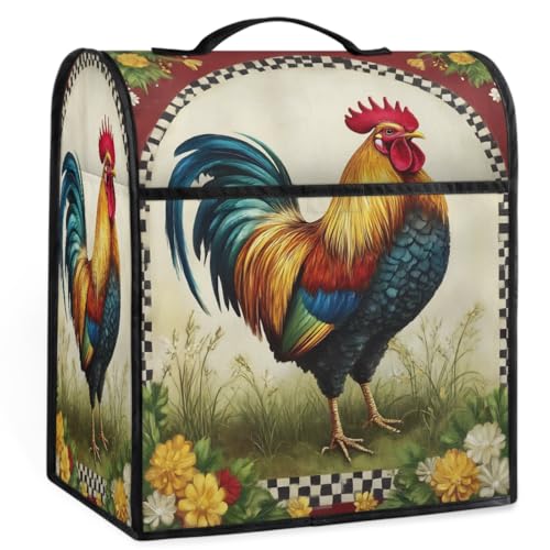 Kitchen Aid Mixer-Staubschutz – Staubschutz für Standmixer, Kaffeemaschine mit Tragegriff oben und Taschen, Schutzabdeckungen groß für zusätzliches Zubehör, 6–8 Liter (Rooster) von OMFUNS