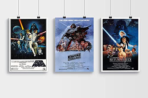Star Wars Trilogy Poster Set - Star Wars - Empire Strikes Back & Return Of The Jedi Poster/Druck/Bild Satin Fotopapier - A4 Set von OMG Printing