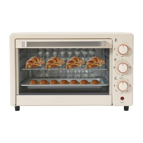 22L Minibackofen Elektrobackofen mit Umluft, Kompakter Backofen mit 60 Minuten Timer, Grillrost & Backblech, ideal für Fleisch, Pizza, Fisch, Toast und Kuchen, 120-250°C. von OMGGYER