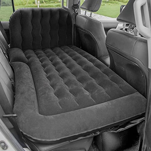 Auto Matratze Kofferraum Faltbar Auto Luftmatratze, Tragbar Auto Camping Schnelles Aufblasen & Entleeren Autobett Doppelseitig PVC Automatratze mit Luftpumpe für Camping Reisen Outdoor (Schwarz) von OMGGYER