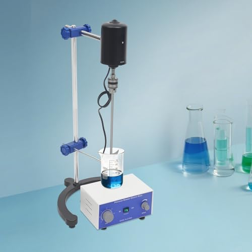 Elektrischer Overhead Rührer mit Ständer, Lab Digital Überkopfrührer Präzisionsmischer, variabel 200-2600RPM, Timer 0-120 Minuten, Ideal für Laboranwendungen (200W) von OMGGYER