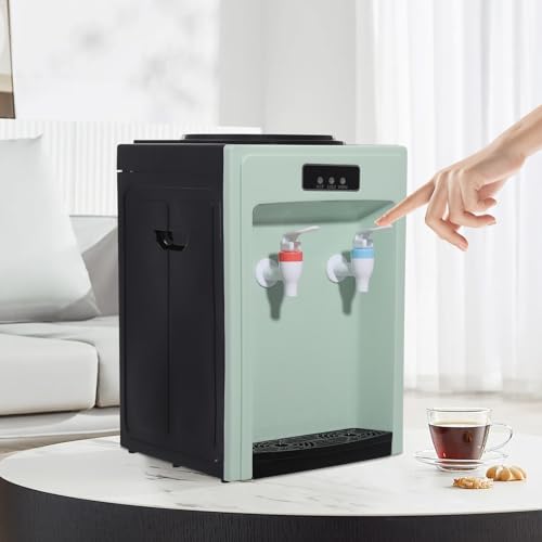 Elektrischer Warm- und Kaltwasserspender 550W Mini-Desktop-Wasserspender Büro/Hause Kühler & Wasserspender für Trinkwasser Kann 5-18L Wasser in Eimer (Grün) von OMGGYER