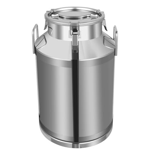 Milchkanne Edelstahl 60L Fermenter Luftdichten Transportkanne Kanne Milchtransporteimer mit Versiegeltem Deckel & Tragebügel, Molkerei Milch Kanne zum Transport oder zur Aufbewahrung von OMGGYER