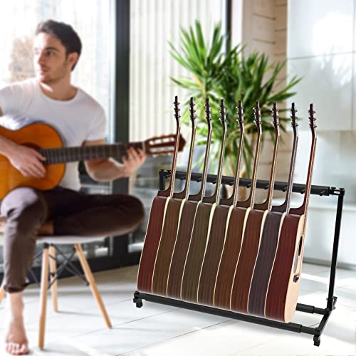 OMGGYER 9-Fach Gitarrenständer Mehrfach Gitarrenhalter Metall Guitar Stand Universal Tragbar E Gitarren Ständer, Gestelle & Halter Für Gitarren & Bässe, 110 * 47 * 73cm OMGGYER 9-Fach Gitarrenständer Mehrfach Gitarrenhalter Metall Guitar Stand Universal Tragbar E Gitarren Ständer, Gestelle & Halter Für Gitarren & Bässe, 110 * 47 * 73cm von OMGGYER