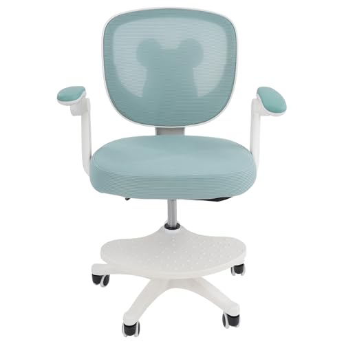 Schreibtischstuhl Kinder ab 6 Jahren, höhenverstellbar Drehstuhl Kinder Schreibtisch Stuhl Ergonomisch Bürostuhl mit Armlehne, Rückenlehne & Rädern, Schreibtischsessel für Jungen & Mädchen (Grün) von OMGGYER