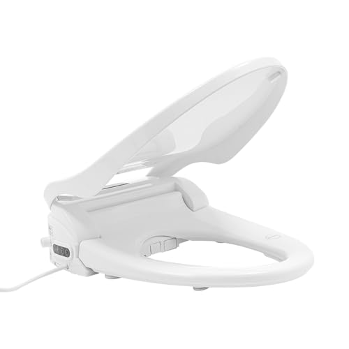 Toilettensitz Smart Toilettendeckel Bidet WC-Sitze Beheizter Toilettensitze, Einstellbare Temperatur Toilet Seat Dusch WC Aufsatz mit Selbstreinigende Düsen, Warme Lufttrocknung & Fernbedienung von OMGGYER