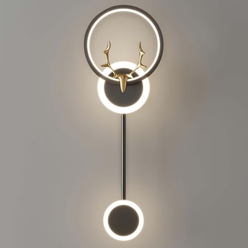 OMGPFR 67CM Geweihstreifen Wandleuchte, LED 36W Modern Drinnen Wandlampe 3 Farblichter Wandleuchten für Esszimmer Wohnzimmer Schlafzimmer Küche Flur Nachttisch Beleuchtung, Schwarz B von OMGPFR