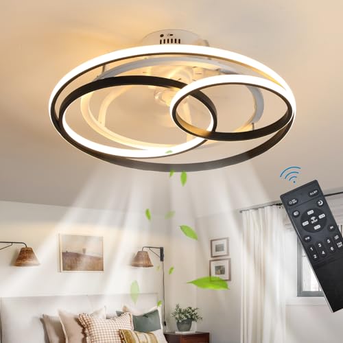 OMGPFR Moderne Kreativität Deckenventilator mit Beleuchtung und Fernbedienung Dimmbar, LED 50W Dimmbar Ventilator Deckenleuchte für Wohnbereich Schlafzimmer Esszimmer Licht-53CM von OMGPFR