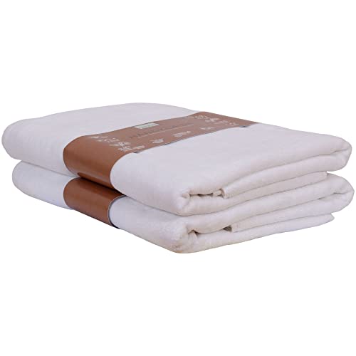 OMHU Handtuch-Set 100% Bio-Baumwolle (Weiß) | 2 X Handtücher | 50x100 cm | Qualität = Gewicht 550 g/m2 – In Dänemark entwickelt von OMHU