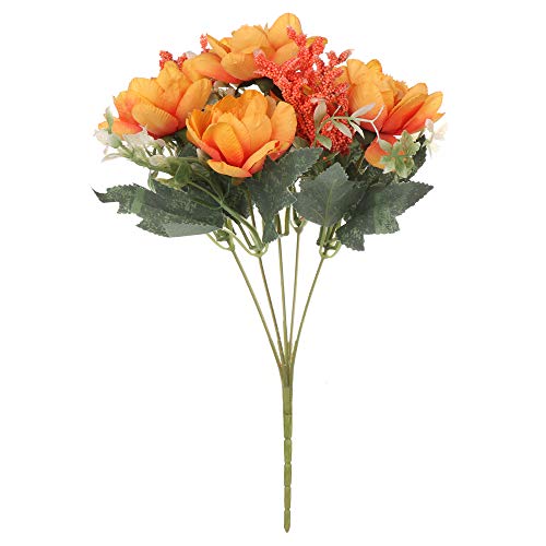 OMICE Künstlicher Blumenstrauß aus Seide und Freesien, für Bastelarbeiten, als Hochzeitsdekoration, für den Schreibtisch, Orange von OMICE