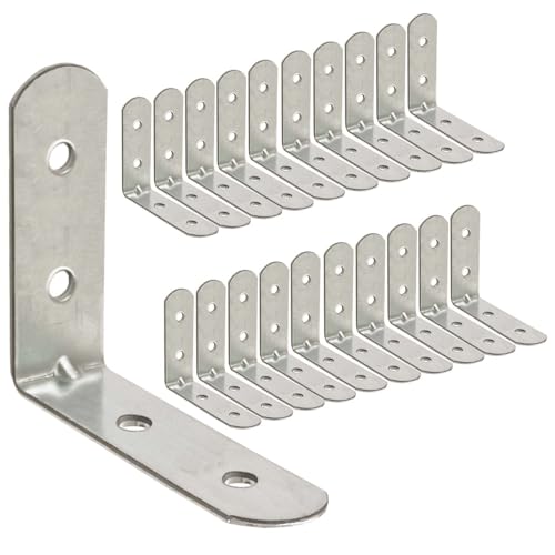 OMIDEAS 20 x Winkelverbinder (30 x 30 x 16) Winkel L Klammern Eckwinkel 90 Grad Lochwinkel Bauwinkel Holzverbinder Metallwinkel Möbel Stuhl Verbinder Verzinkt von OMIDEAS
