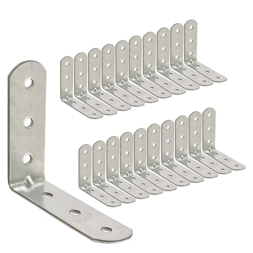 OMIDEAS 20 x Winkelverbinder (40 x 40 x 16) Winkel L Klammern Eckwinkel 90 Grad Lochwinkel Bauwinkel Holzverbinder Metallwinkel Möbel Stuhl Verbinder Verzinkt von OMIDEAS