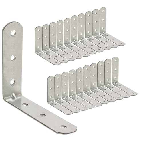 OMIDEAS 20 x Winkelverbinder (50 x 50 x 16) Winkel L Klammern Eckwinkel 90 Grad Lochwinkel Bauwinkel Holzverbinder Metallwinkel Möbel Stuhl Verbinder Verzinkt von OMIDEAS