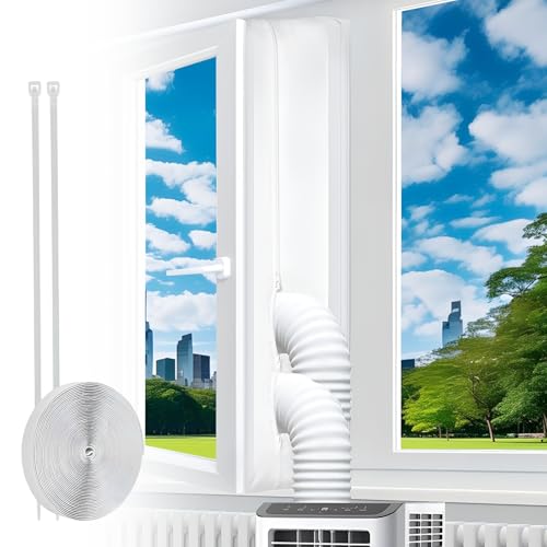 Fensterabdichtung Klimaanlage 400cm Doppel Loch Dicke Modell Portable Air Conditioner Klima Fensterabdichtung für Wäschetrockner Ablufttrockner Double Zip für Dachfenster Flügelfenster von OMIGA